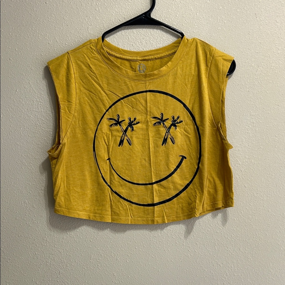 Yellow Smiley Face Crop Top